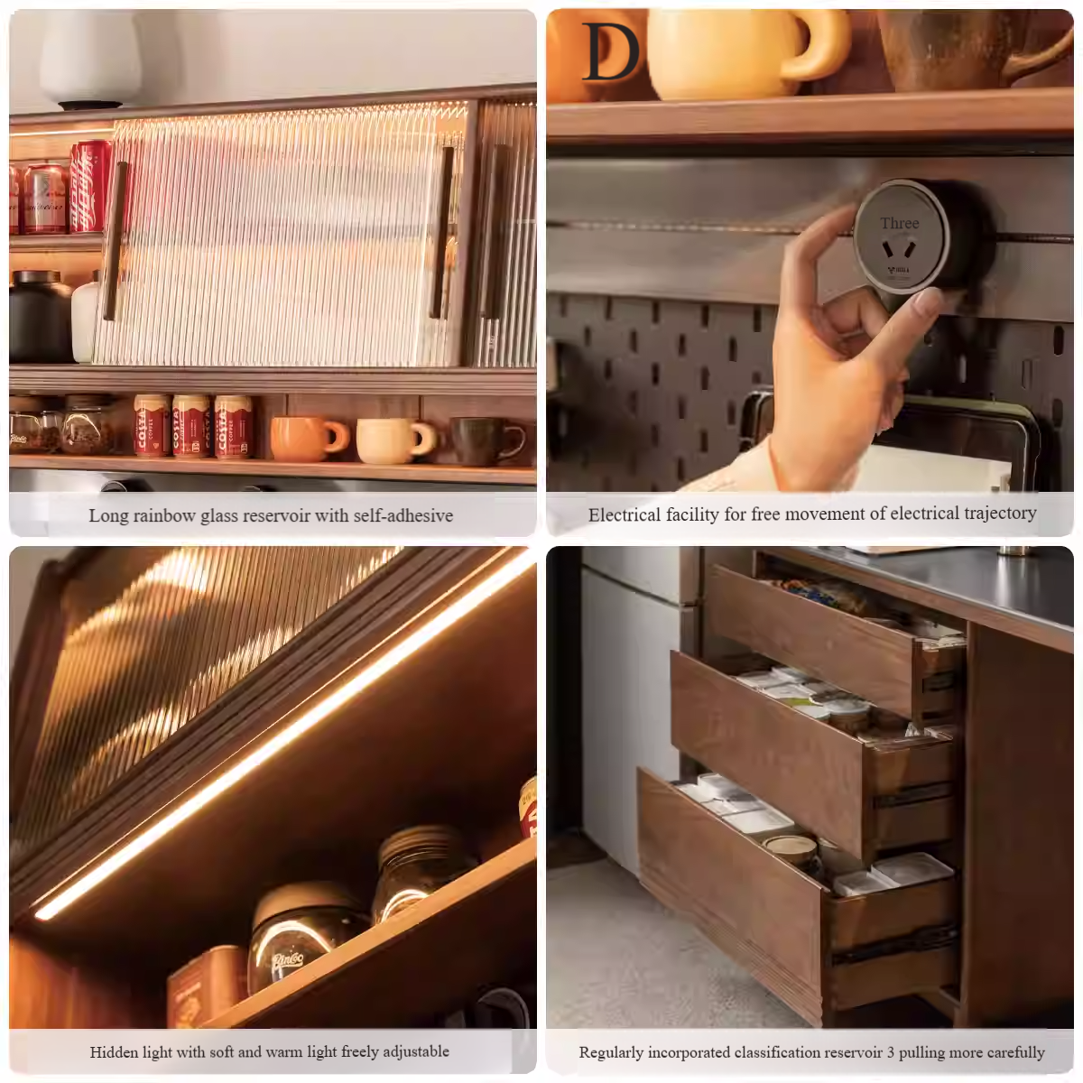 Black Walnut, Oak Solid Wood Light Luxury Style Rock Plate Storage Cabinet