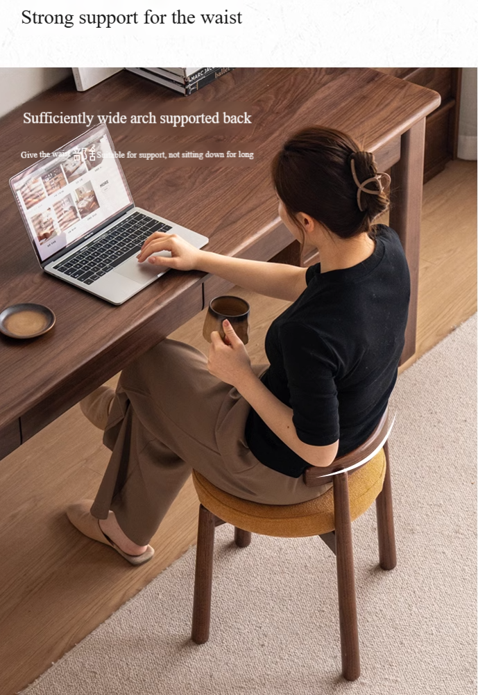 Black Walnut, Oak Solid Wood, Solid RubberWood Makeup Stool