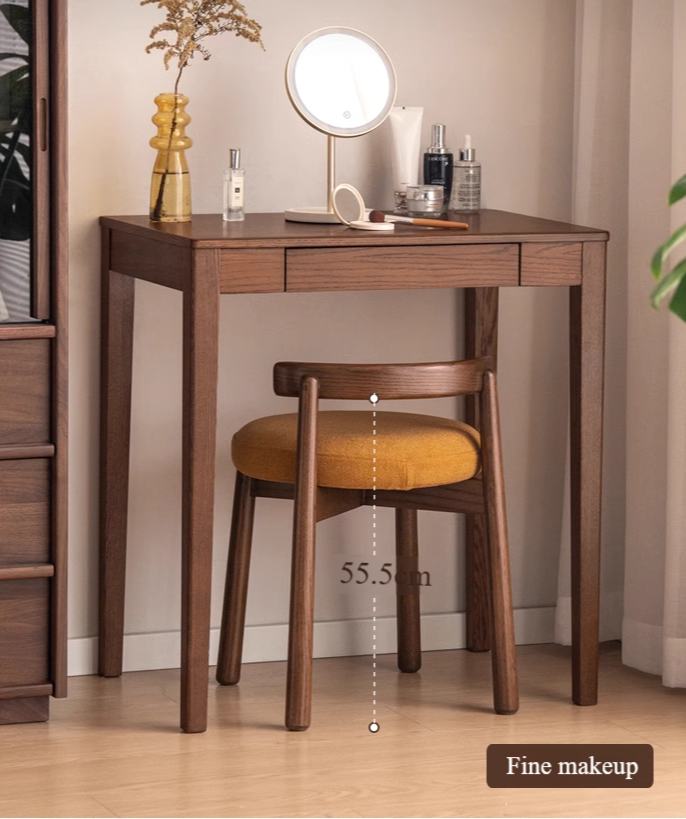 Black Walnut, Oak Solid Wood, Solid RubberWood Makeup Stool