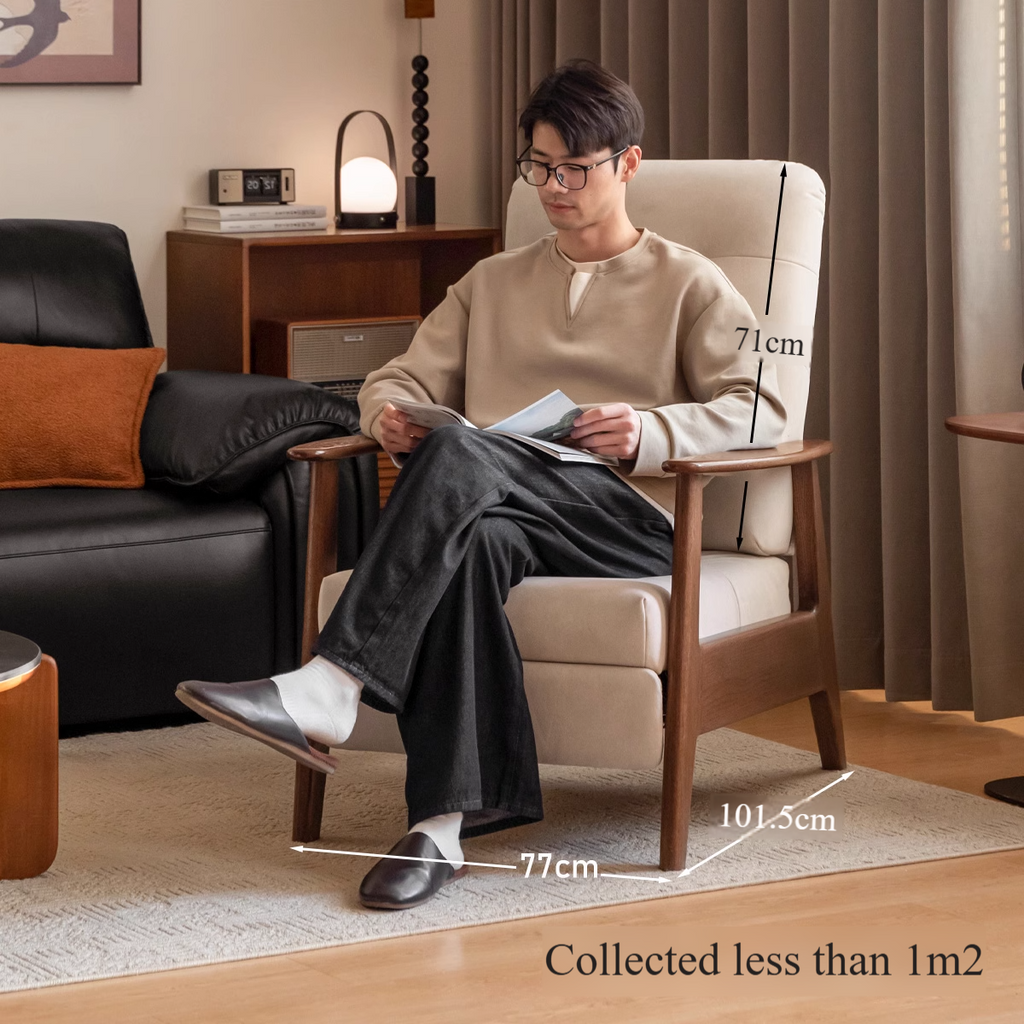 Oak Solid Wood Multifunctional Recliner Armchair