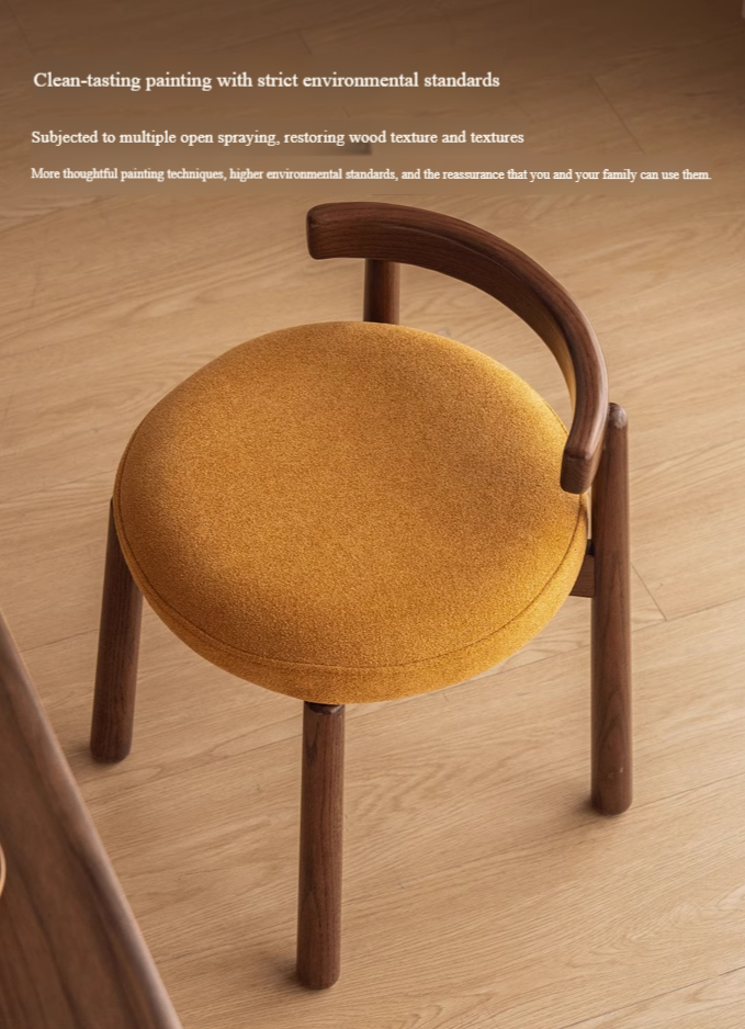 Black Walnut, Oak Solid Wood, Solid RubberWood Makeup Stool