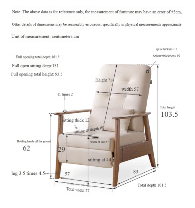 Oak Solid Wood Multifunctional Recliner Armchair