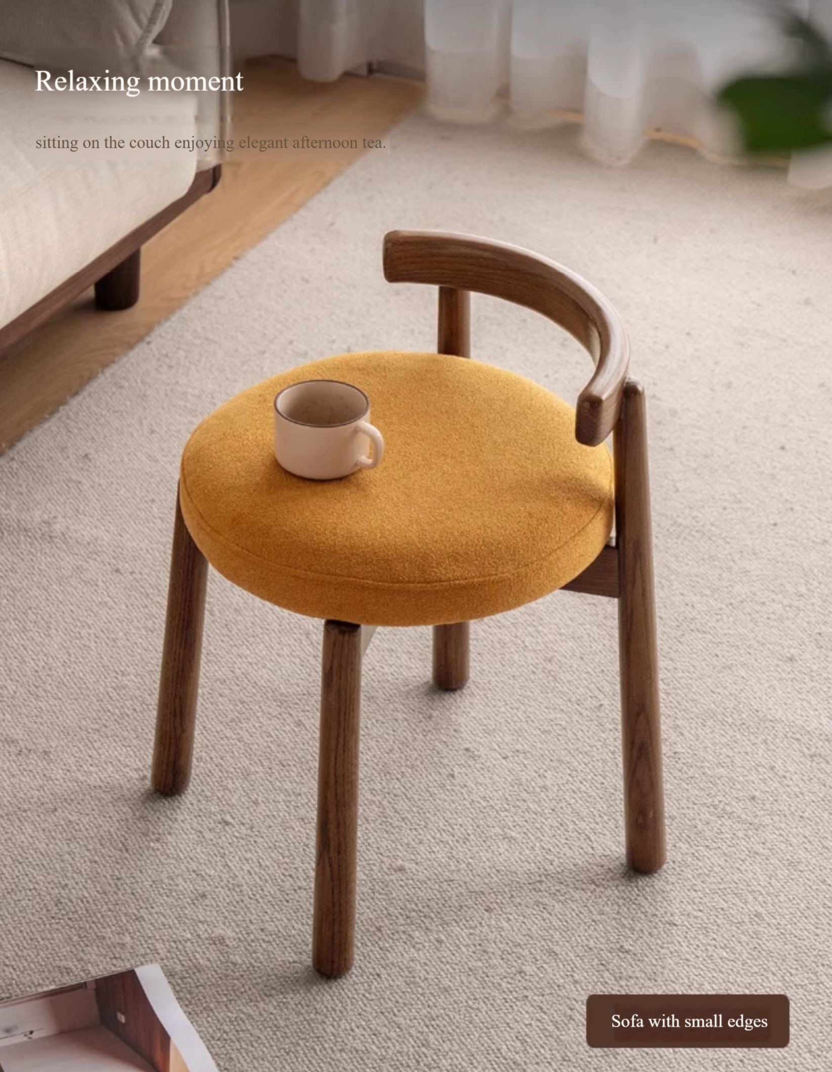 Black Walnut, Oak Solid Wood, Solid RubberWood Makeup Stool