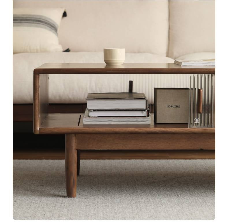 Black Walnut, Oak, Solid Rubberwood Solid Wood Modern Style Tea Table