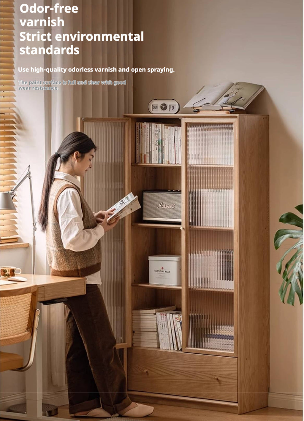 Ash Solid Wood Side Modern Style Cabinet Combination