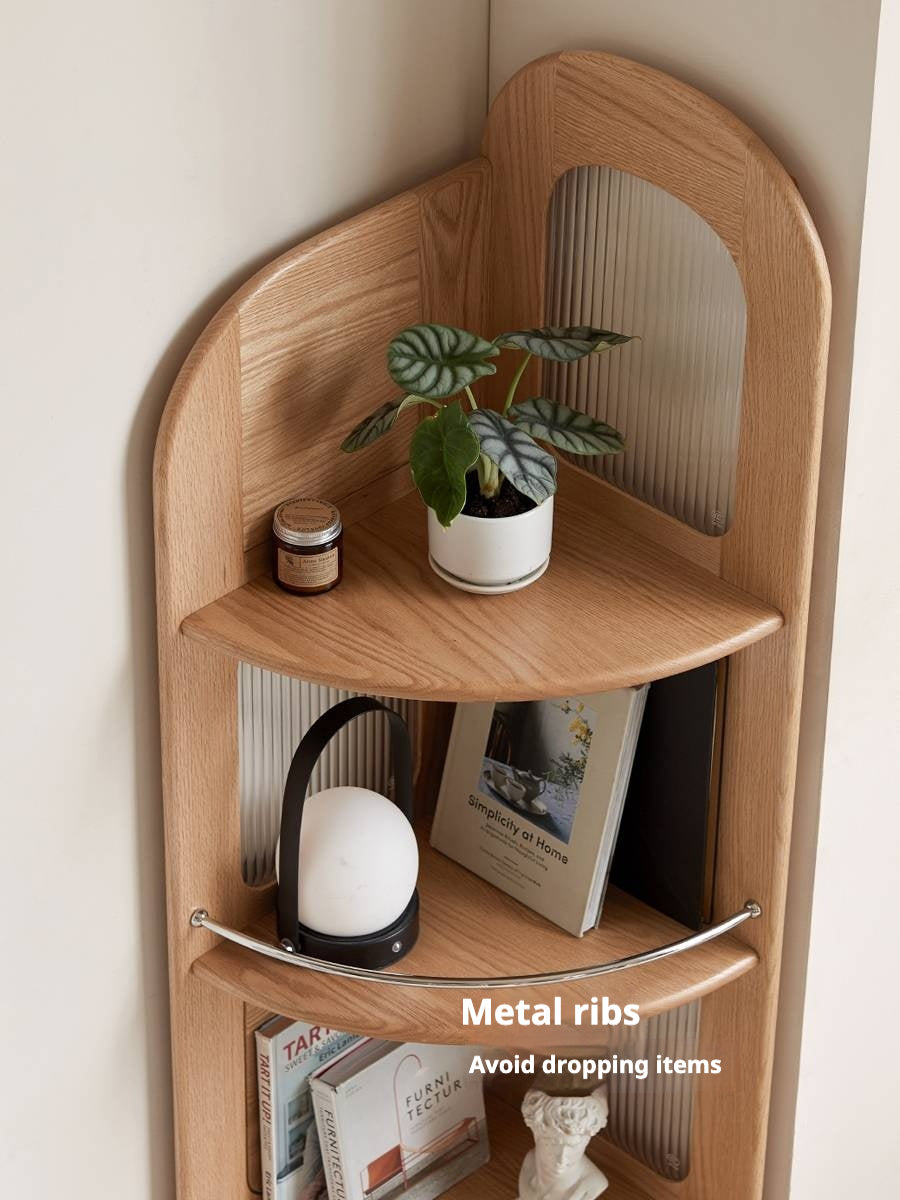 Oak, Ash Solid Wood Corner Bookshelf