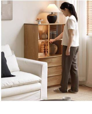 Oak Solid Wood Modern Side Cabinet