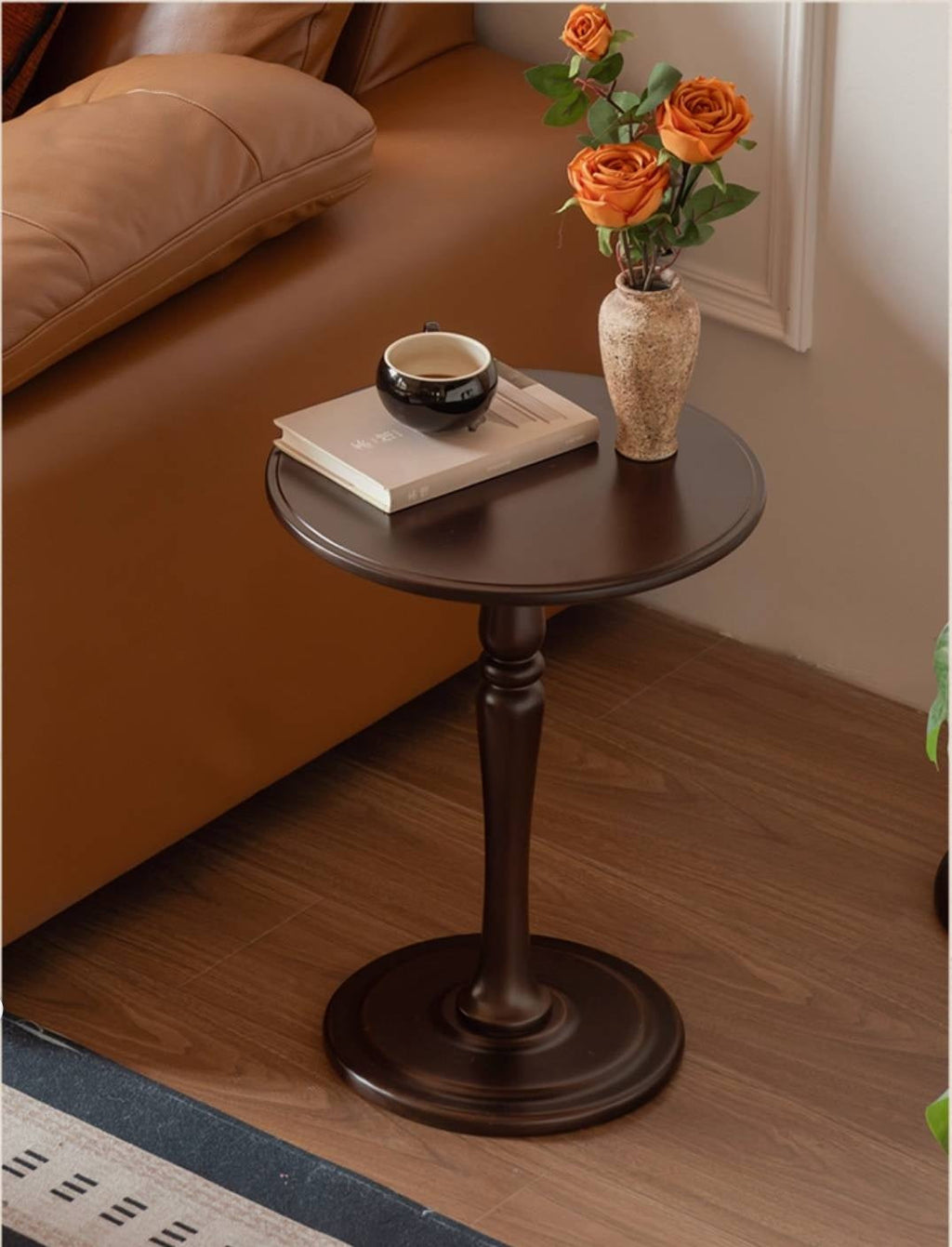 Poplar Solid Wood American Retro Style Round Coffee Table