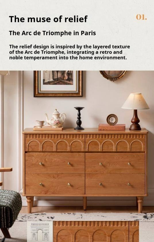 Cherry Solid Wood French Retro Bucket Cabinet