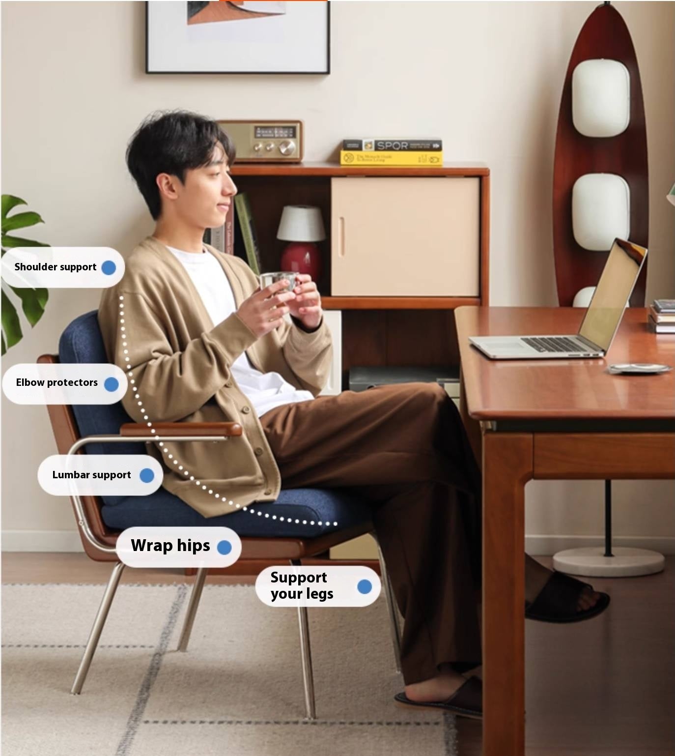 Solid Rubberwood Antique Style Leisure Armchair