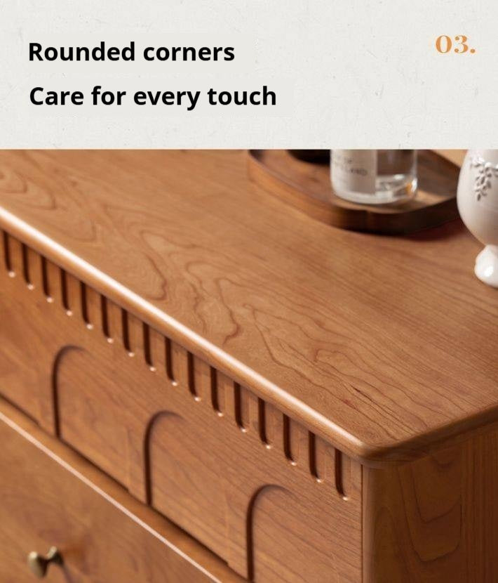 Cherry Solid Wood French Retro Bucket Cabinet