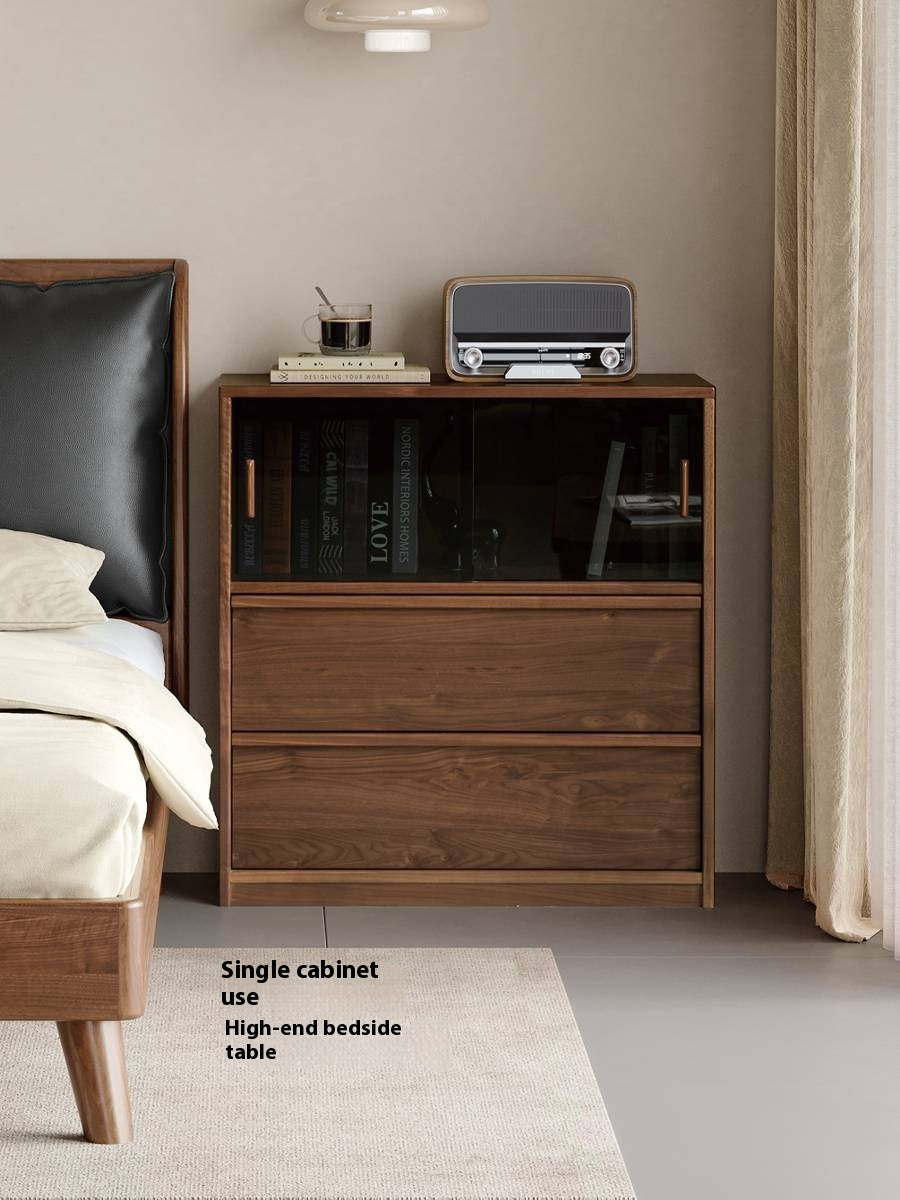 Black Walnut Solid Wood Light Luxury Style Bookcase Combination