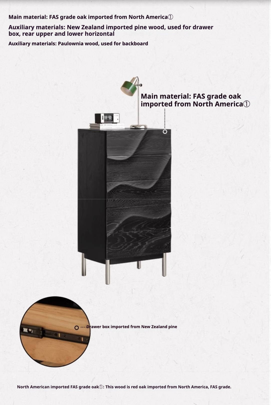 Oak Solid Wood Bauhaus Chest of Drawers