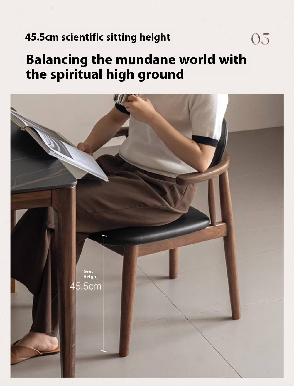 Solid Golden Sandalwood Dining Armchair