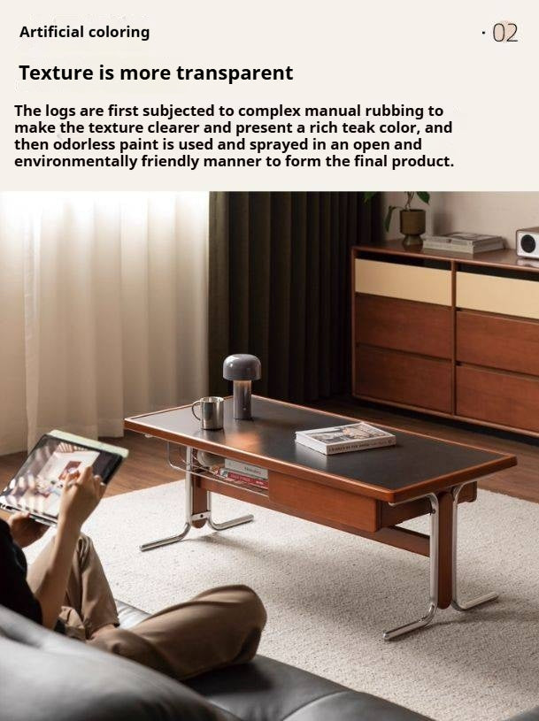 Poplar Solid Wood Ancient Style Rock Plate Tea Table