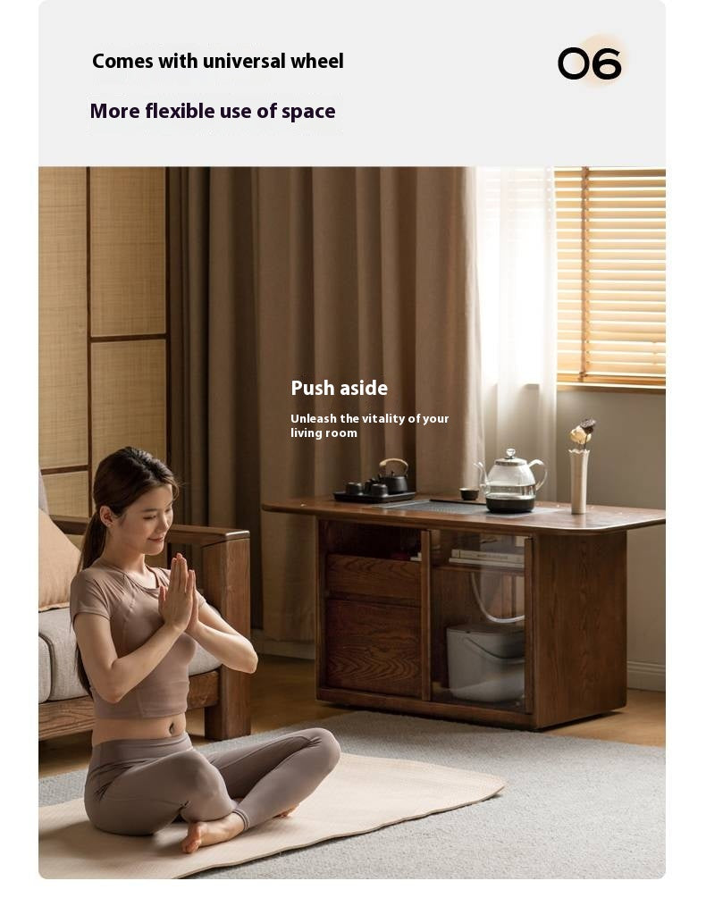 Ash Solid Wood Mobile High Tea Table