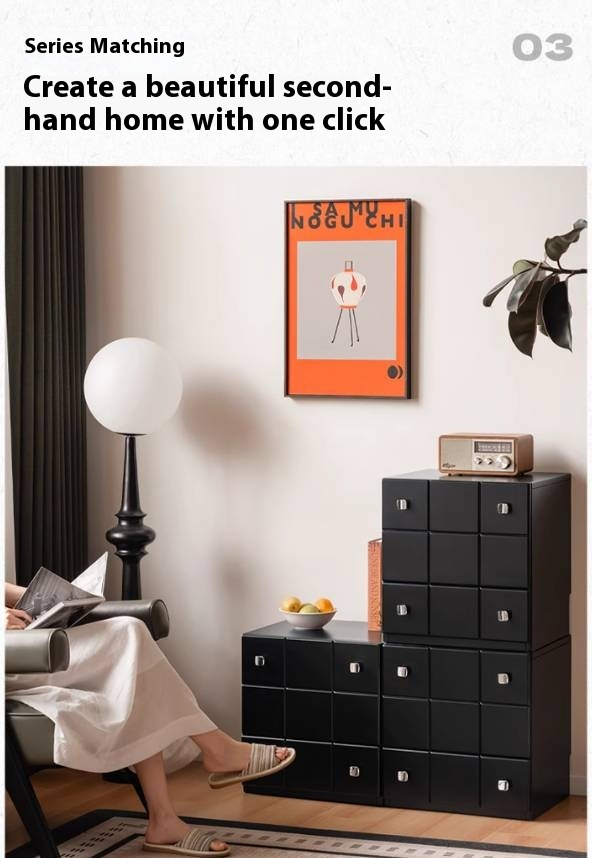 Solid Rubberwood Modern Modular Drawer Cabinet