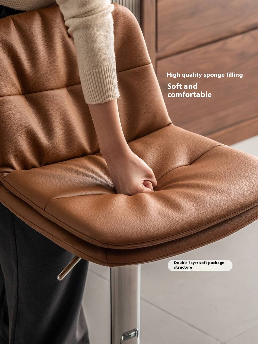 Leather High Backrest Rotating Bar Chair