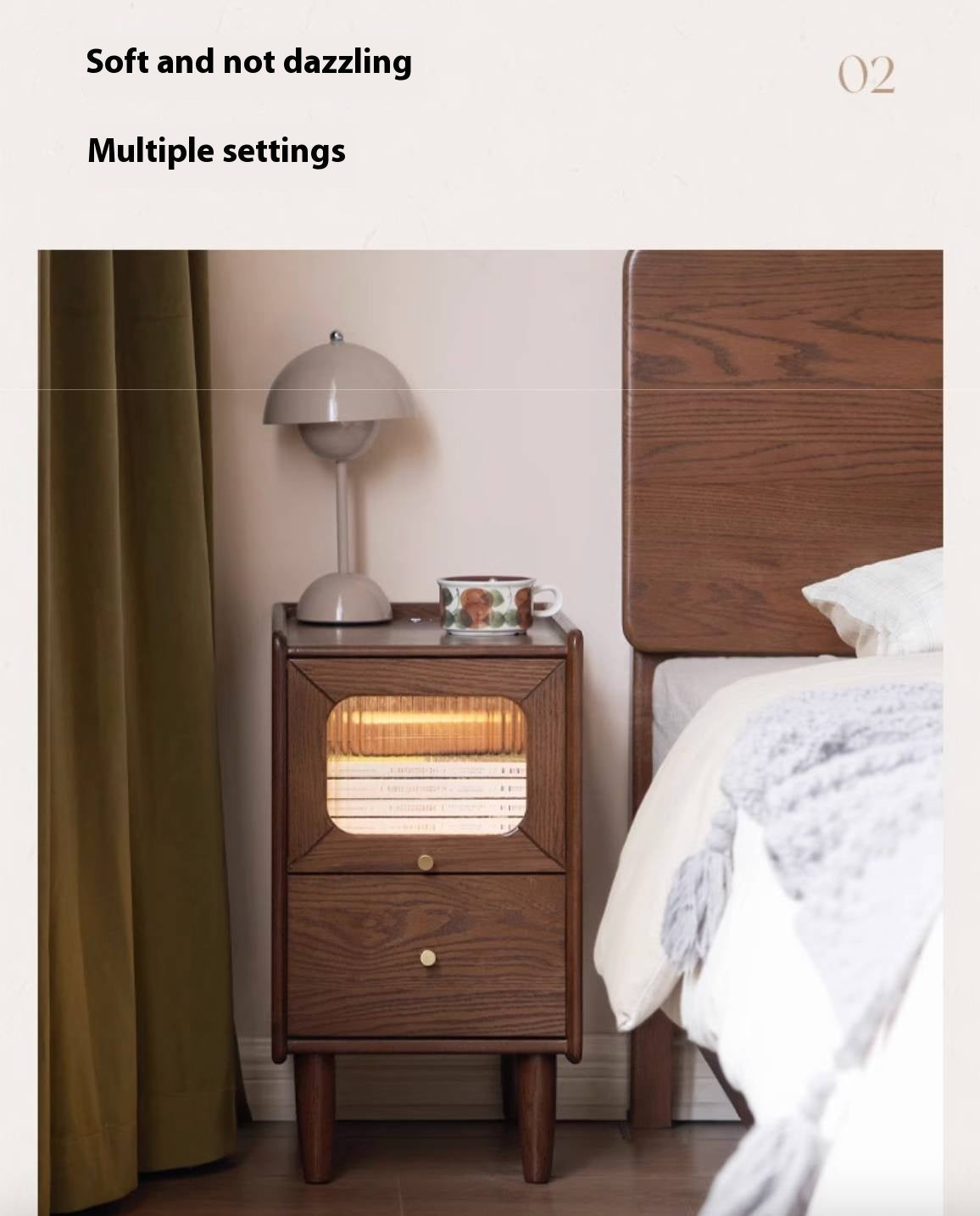 Oak Solid Wood Modern Style Nightstand