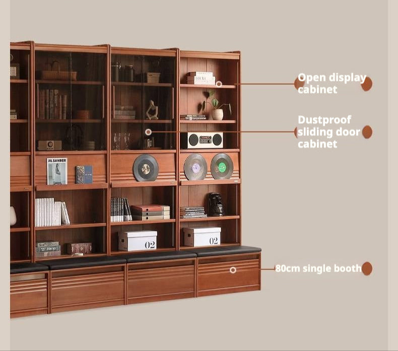 Poplar Solid Wood Antique Style Bookshelf Combination