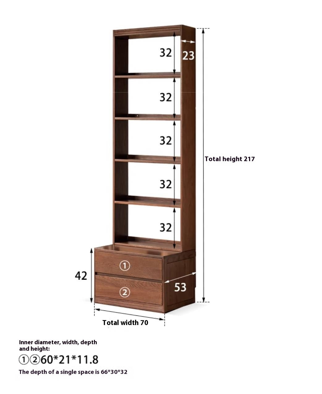 Oak Solid Wood Modern Minimalist Style Bookcase And Storage