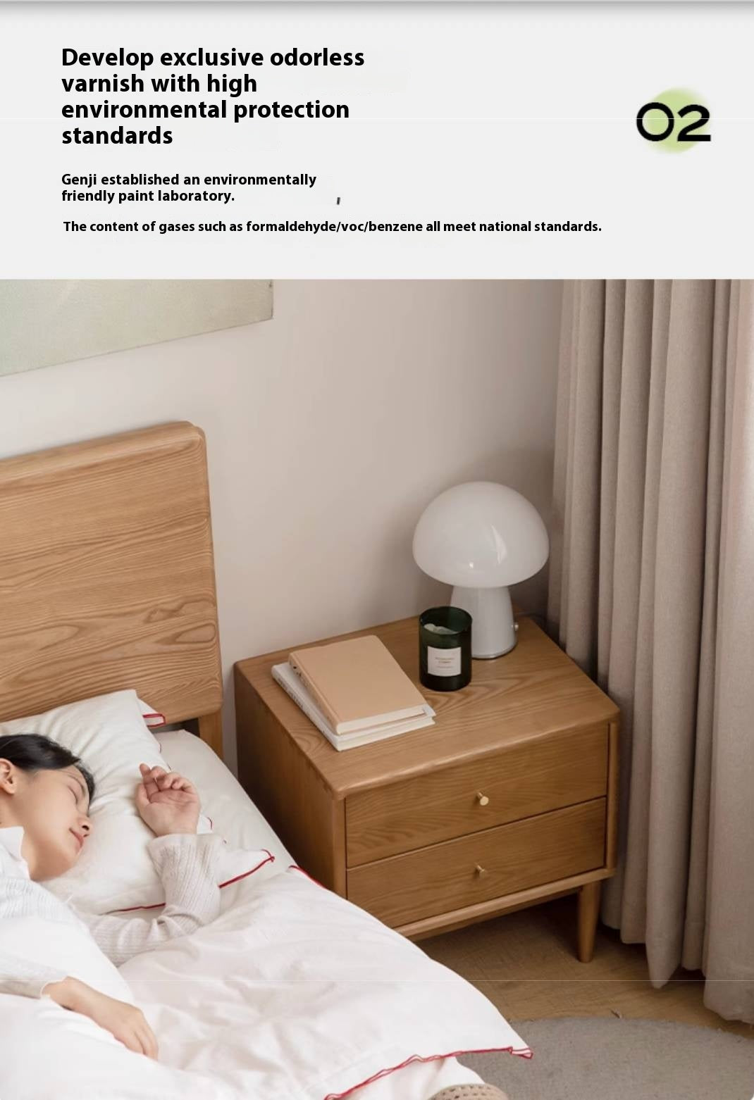 Ash, Cherry Solid Wood Modern Style Nightstand