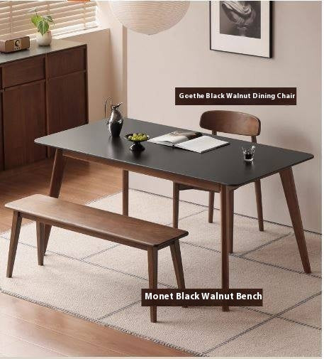 Black Walnut Solid Wood Modern Rock Plate Dining Table