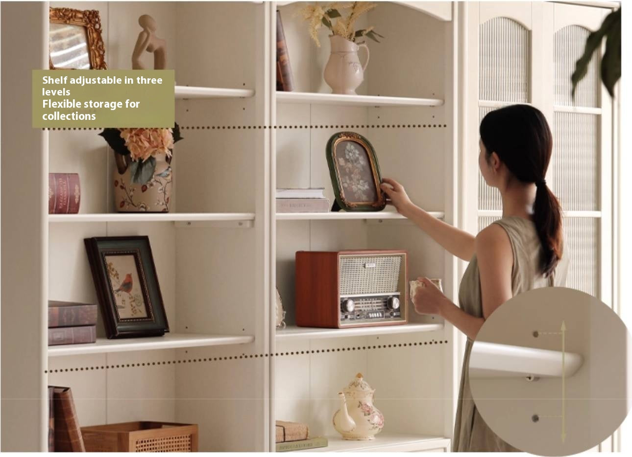 Rubberwood Solid Wood French Style Side Cabinet