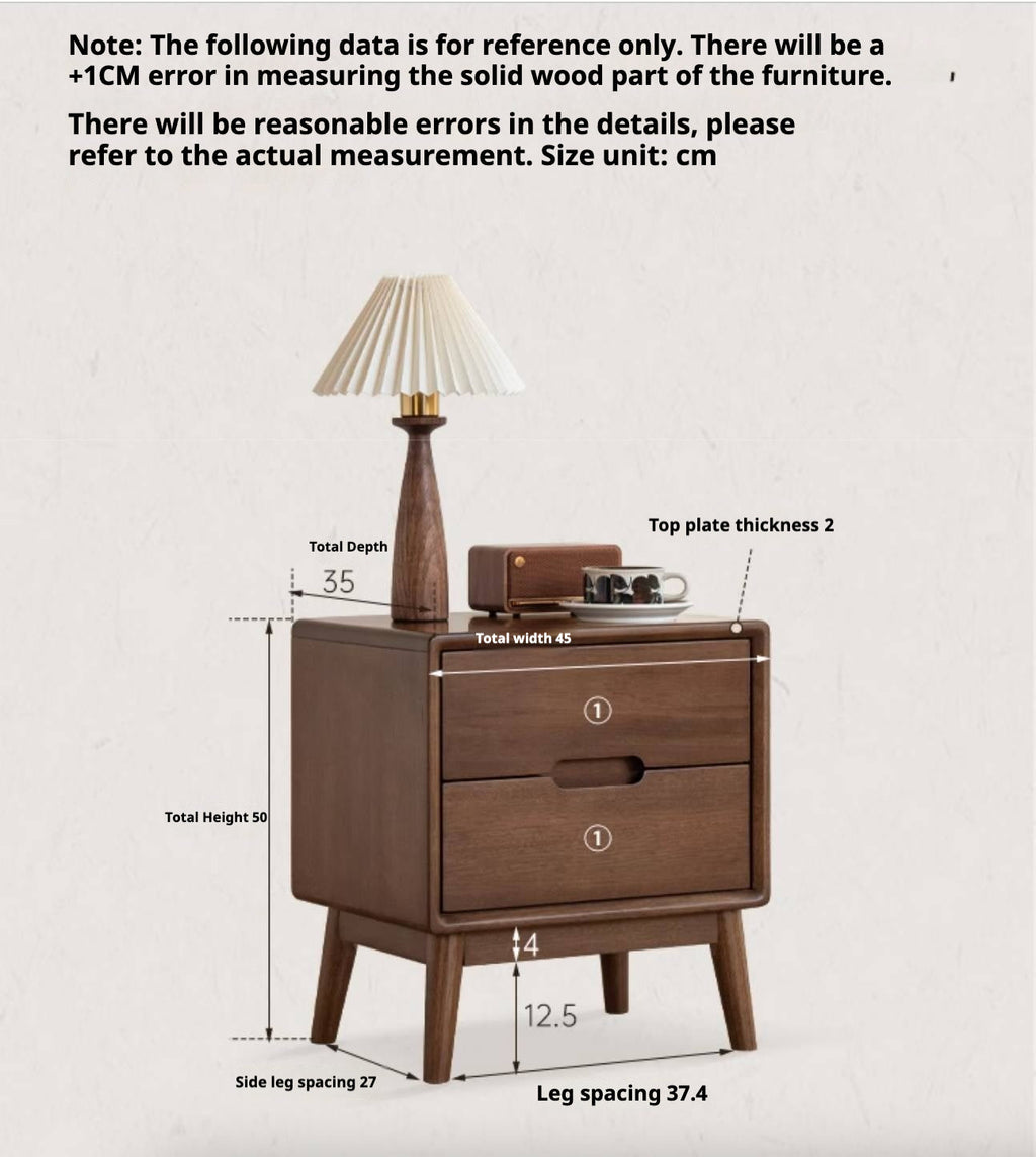 Black Walnut Solid Wood Modern Style Nightstand