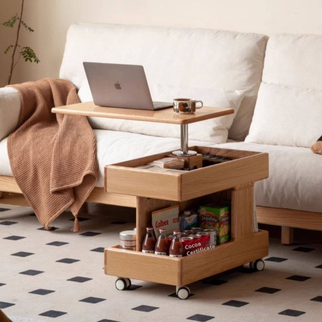 Oak, Ash, Cherry, Black Walnut Solid Wood Rotating Side Table