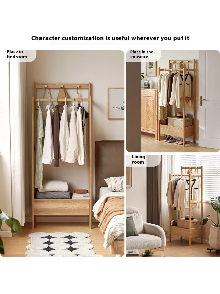 Ash Solid Wood Modern Style Hanger With Storage