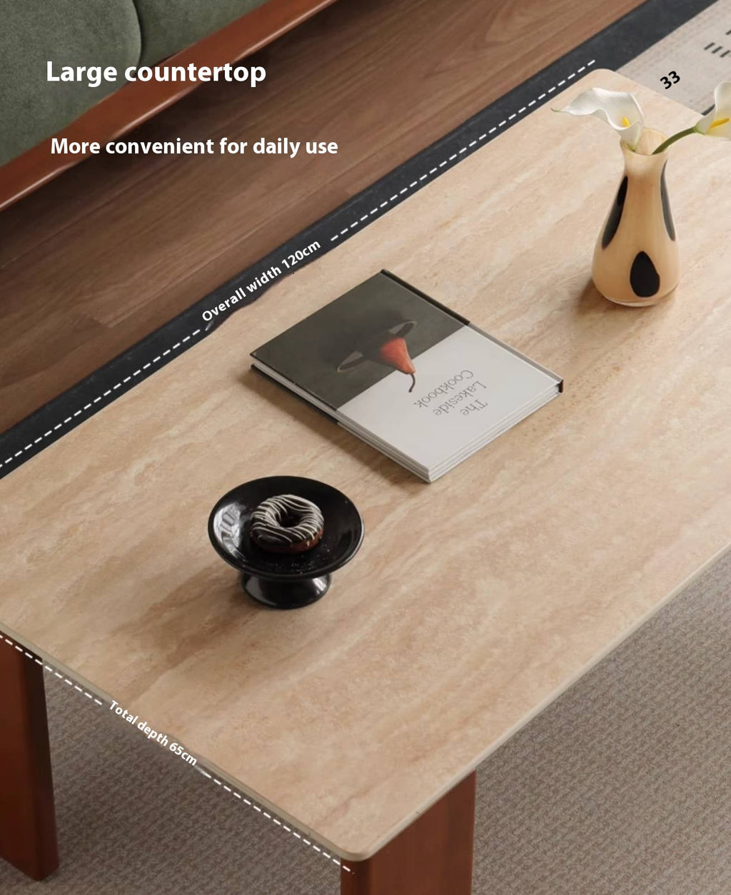 Poplar Solid Wood Medieval Style Rock Plate Coffee Table