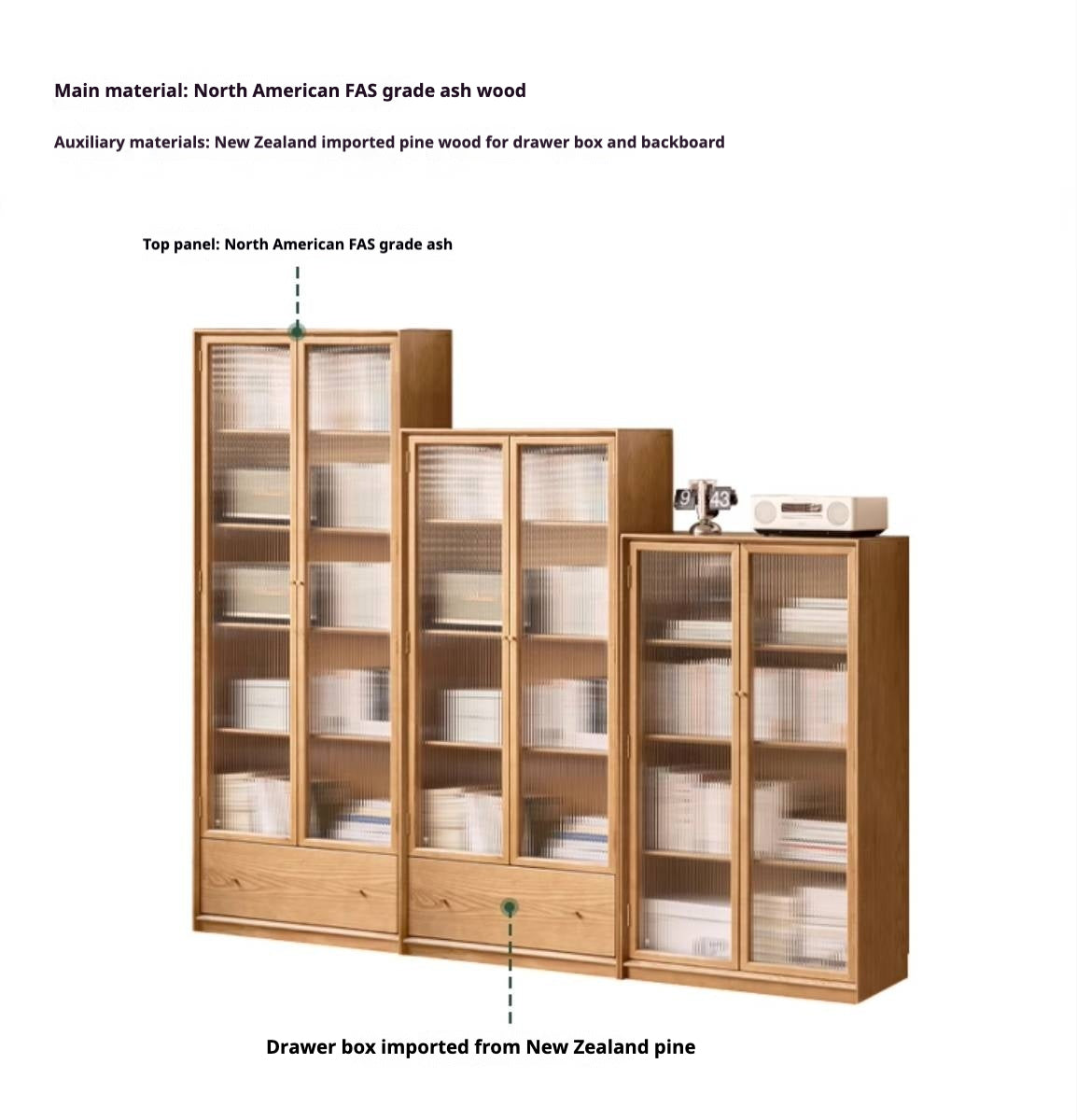 Ash Solid Wood Side Modern Style Cabinet Combination