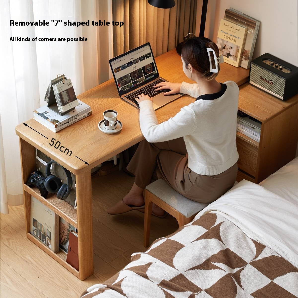 Oak Solid Wood Corner Office Desk