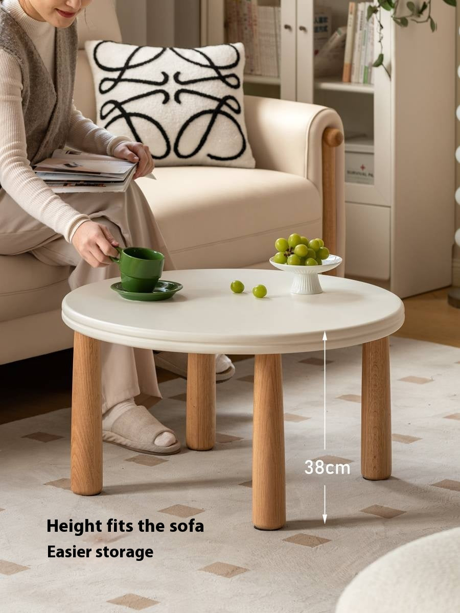 Oak Solid Wood Round Coffee Table Combination