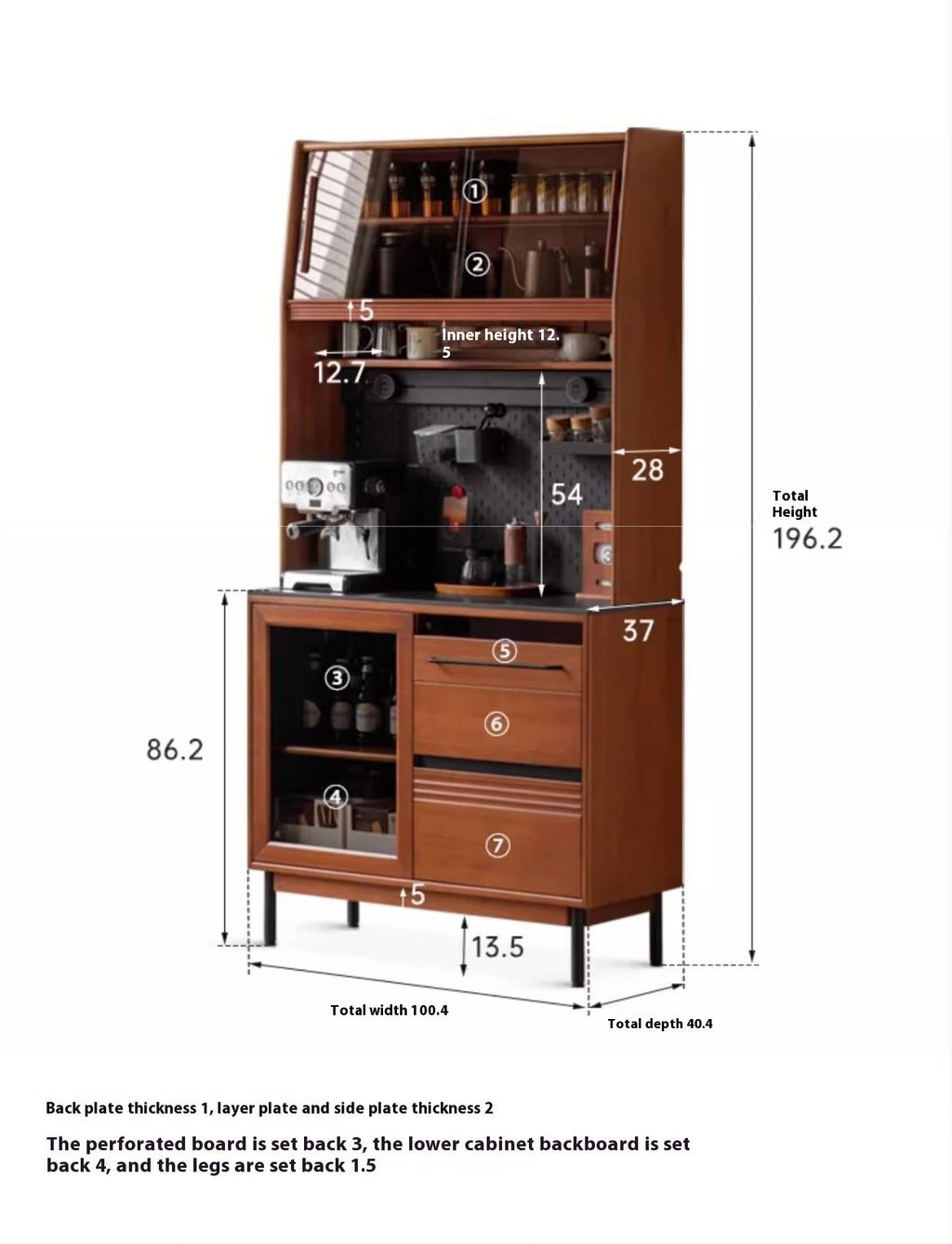 Poplar Solid Wood Antique Style Rock Board Buffet