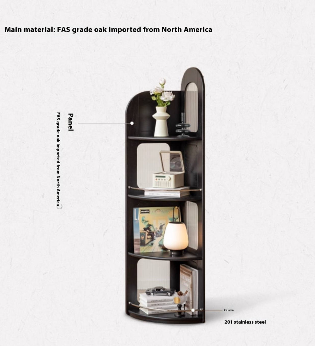 Oak Solid Wood Bauhaus Style Wall Mounted Corner Bookshelf