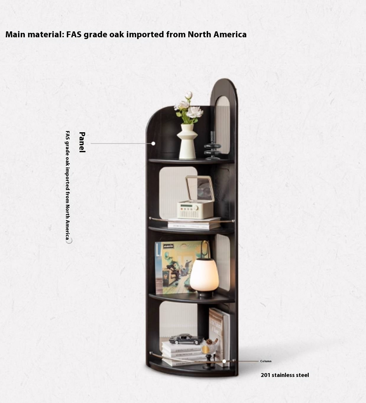 Oak Solid Wood Bauhaus Style Wall Mounted Corner Bookshelf