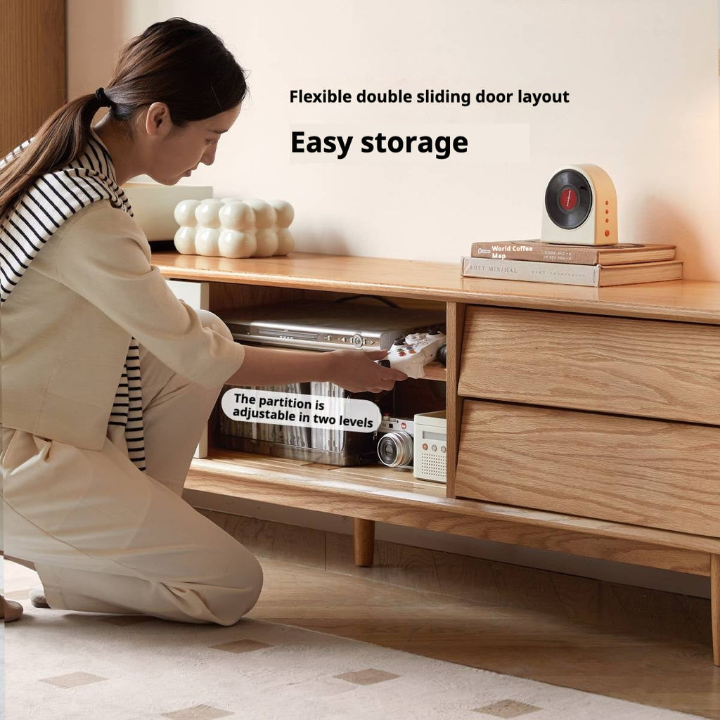 Oak Solid Wood Modern TV Stand.