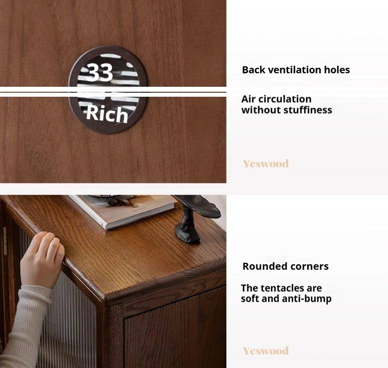 Oak Solid Wood Modern Side Cabinet