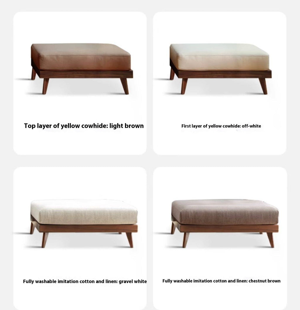 Ash, Oak, Black Walnut Solid Wood  Fabric Footstool-