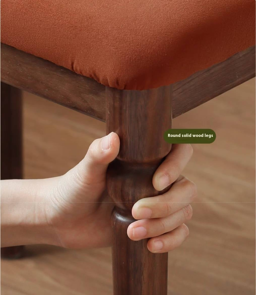 Black Walnut Solid Wood American Retro Style Makeup Stool