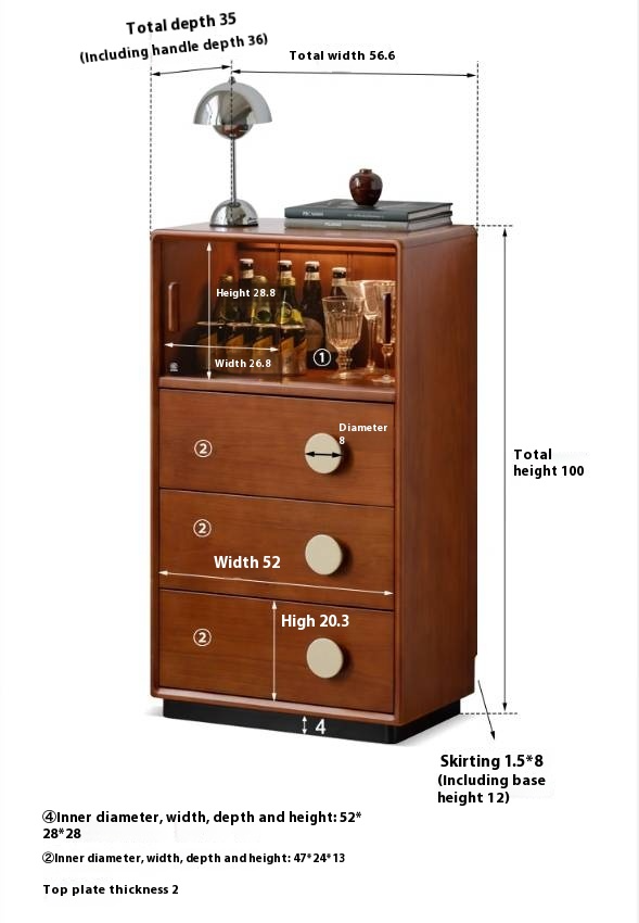 Poplar Solid Wood Antique Style Floor Side Cabinet