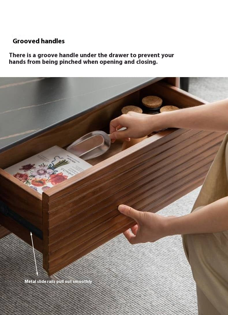 Sandalwood, Black Walnut Solid Wood Rock Plate Tea Table