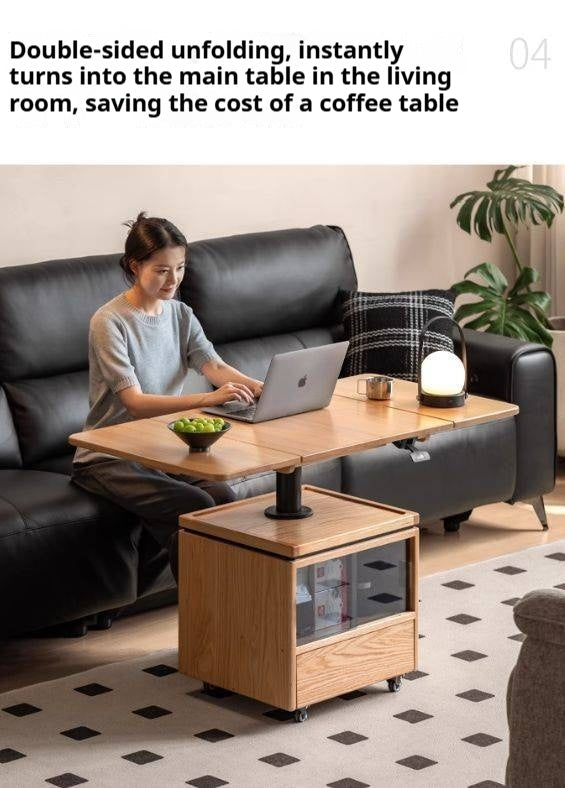 Oak Solid Wood Modern Elevating Folding Tea Table