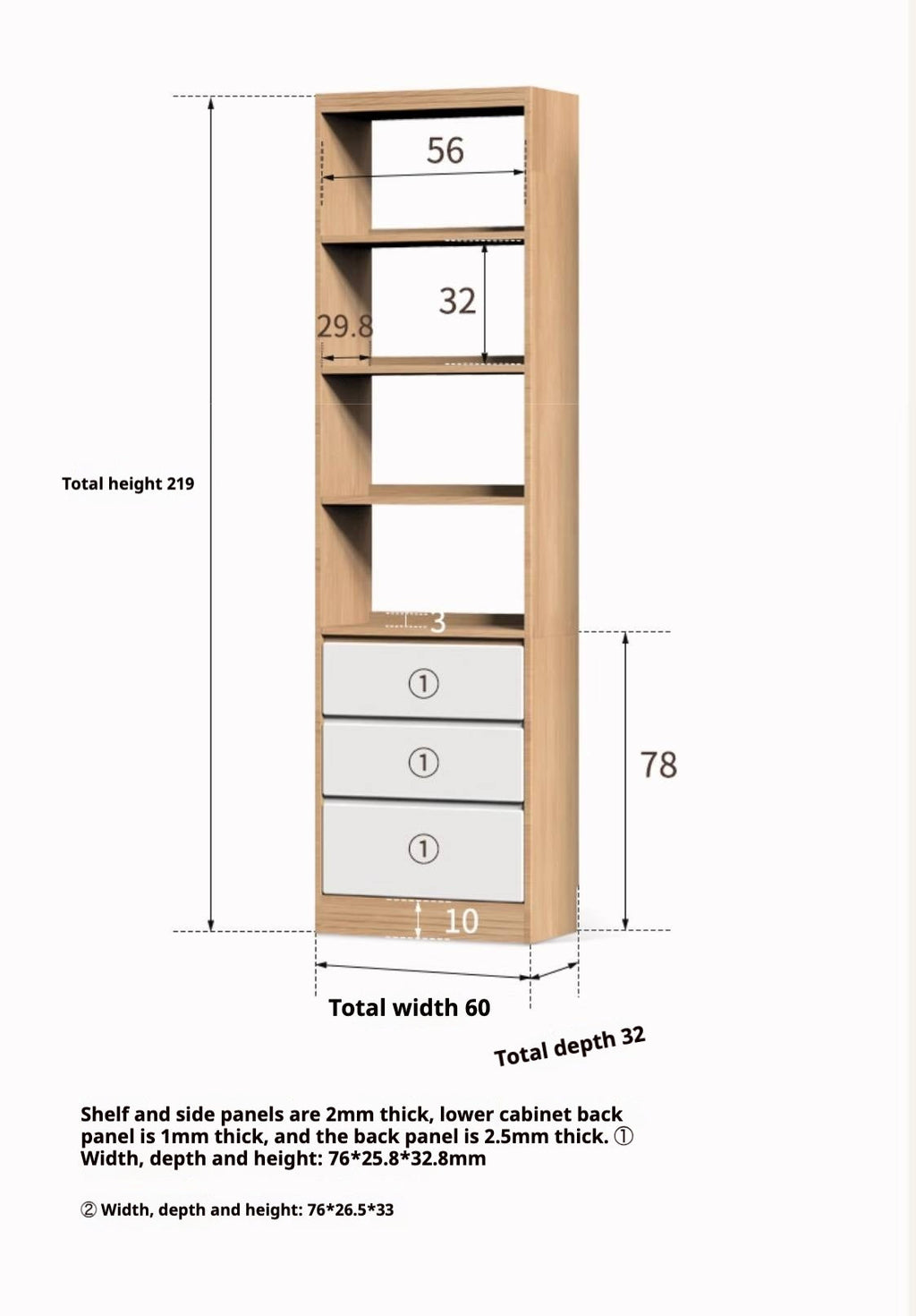 Oak Solid Wood Cream Style Bookcase