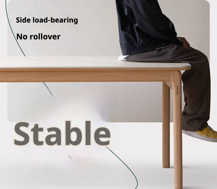 Oak Solid Wood Modern Rock Plate Dining Table