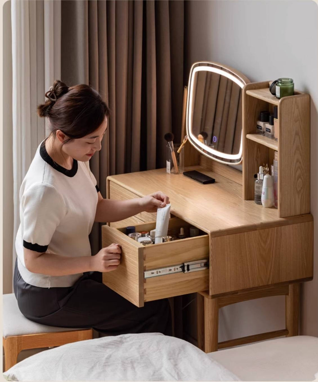 Ash Solid Wood Modern Style Dressing Table Multi Functional