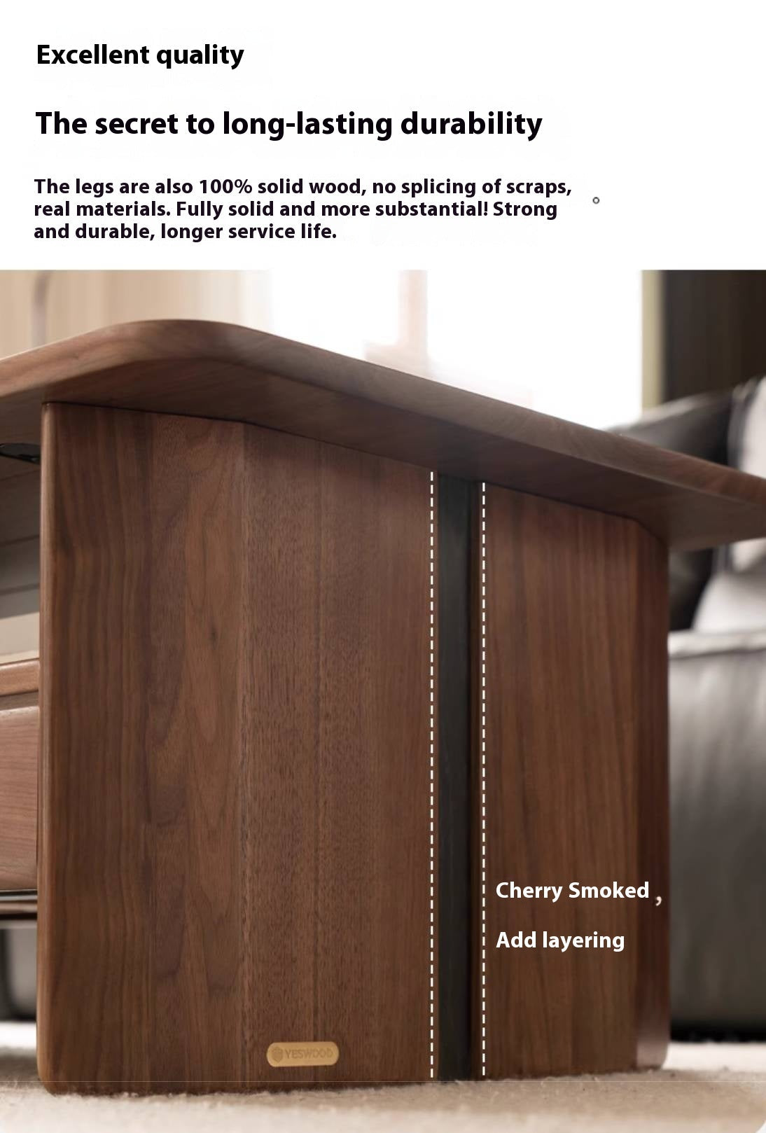 Black Walnut Solid Wood Rock Plate Coffee Table