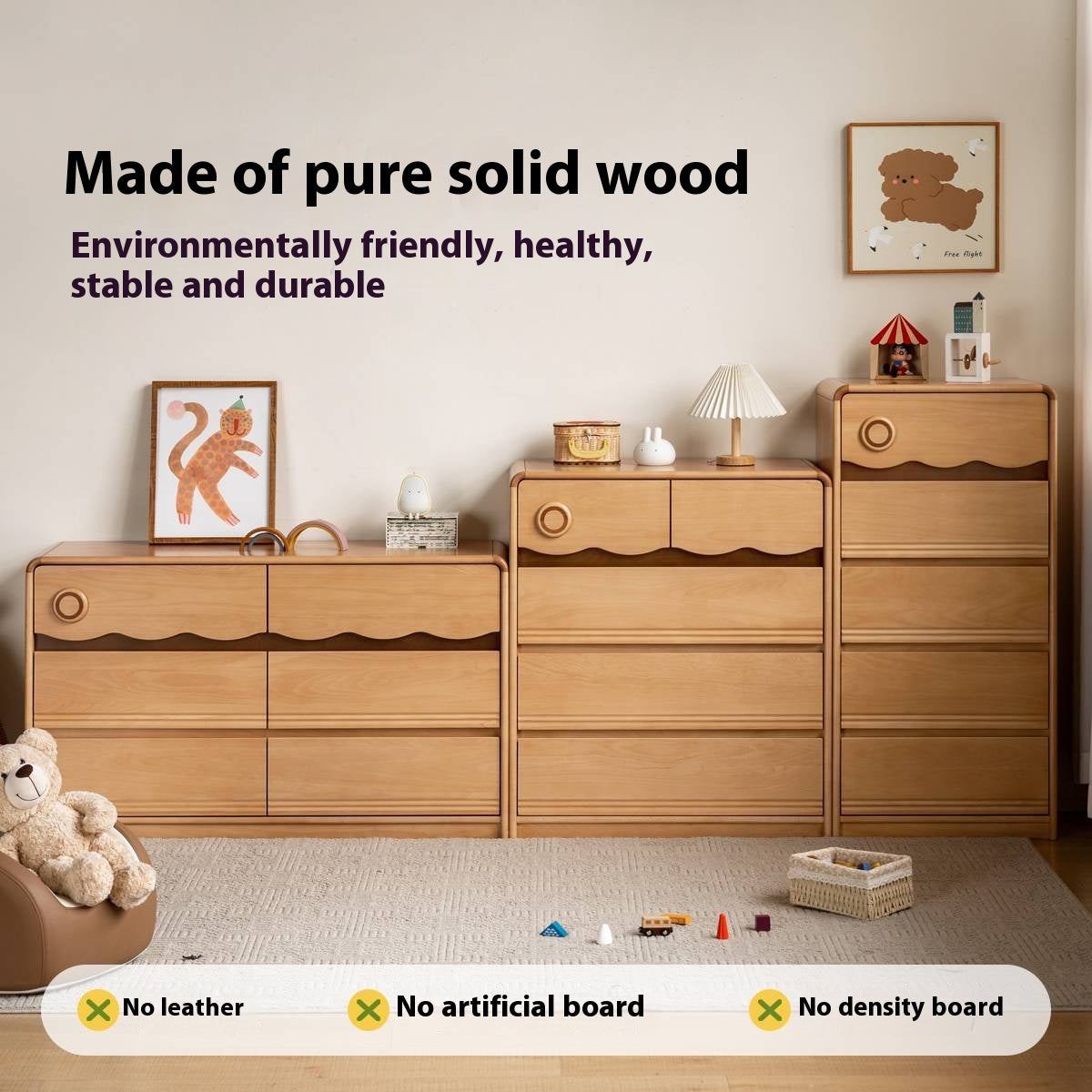 Beech Solid Wood Children's Chest of Drawers